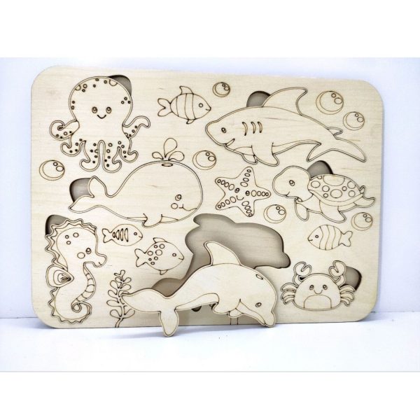 Деревянный пазл (Морские животные) 38790