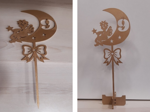 Топпер из дерева с подставкой – Луна цифра 9 – 32 832