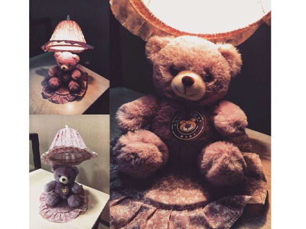 Ночник с плюшевым медведем (фиолетовый) 27 228