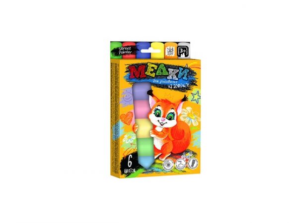 Мел для рисования на асфальте, MEGA 6 шт 22984